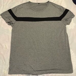 Gray T-Shirt with Black Stripe